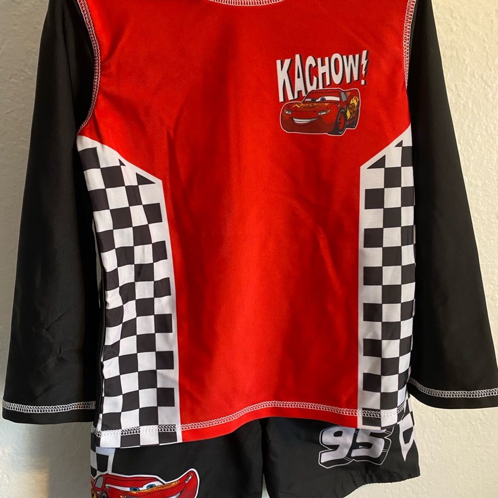 Disney CARS 4T Swim Rashguard and Lightning McQueen Swim Trunks - Picture 3 of 5